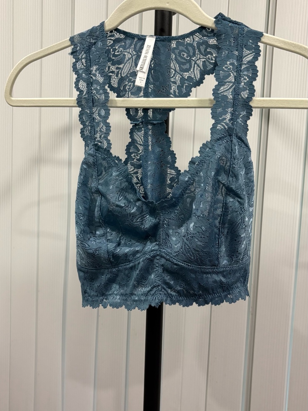 Zenana Lace Racerback Bralette/brami Blue